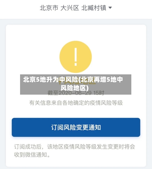 北京5地升为中风险(北京再增5地中风险地区)