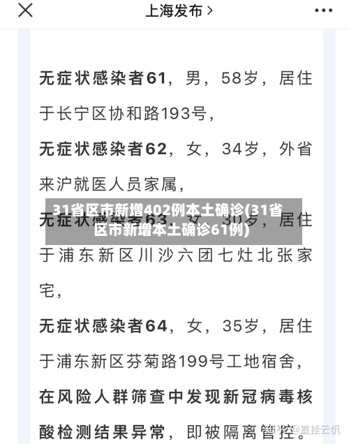 31省区市新增402例本土确诊(31省区市新增本土确诊61例)-第2张图片